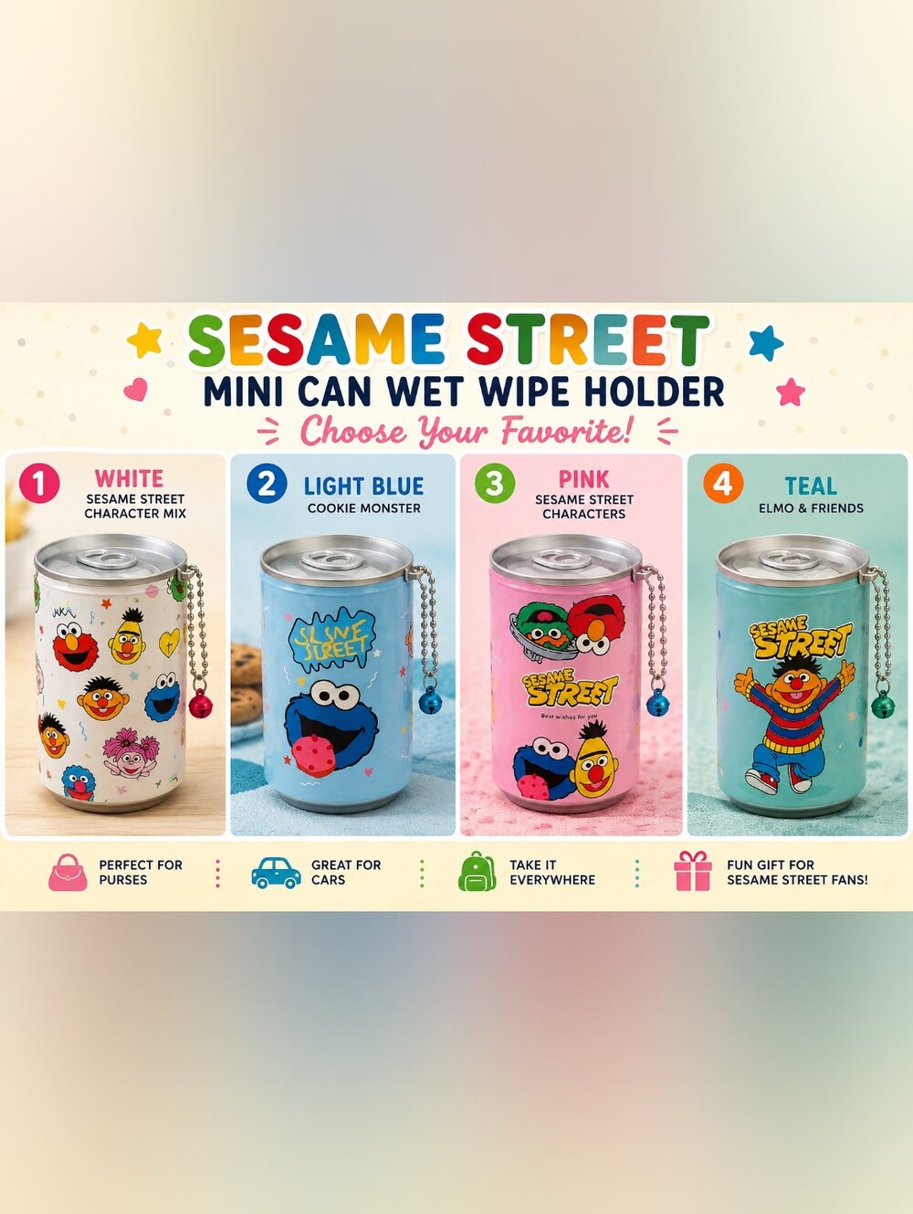 💠Sesame Street Mini Can Wet Wipe Holder – Choose Your Favorite! - Picture 1 of 3